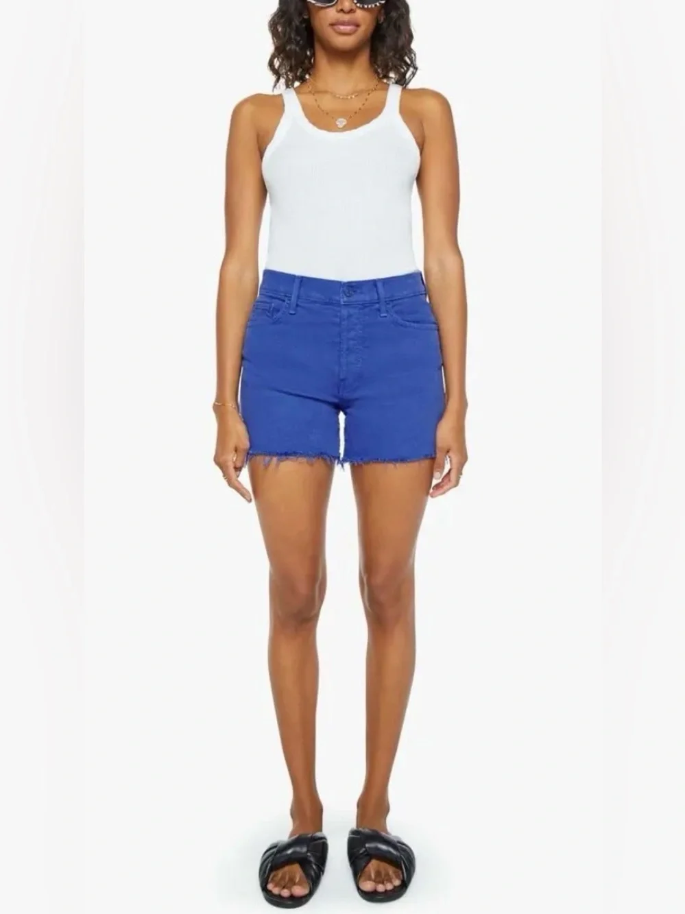 Mother Denim The Skipper Short N’ Long Fray 33 Cats And Dogs Victoria Blue $198